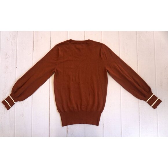 Nine West 'Cocoa Loco' Brown Sweater with Striped Cuffs - Size XS - Picture 5 of 5